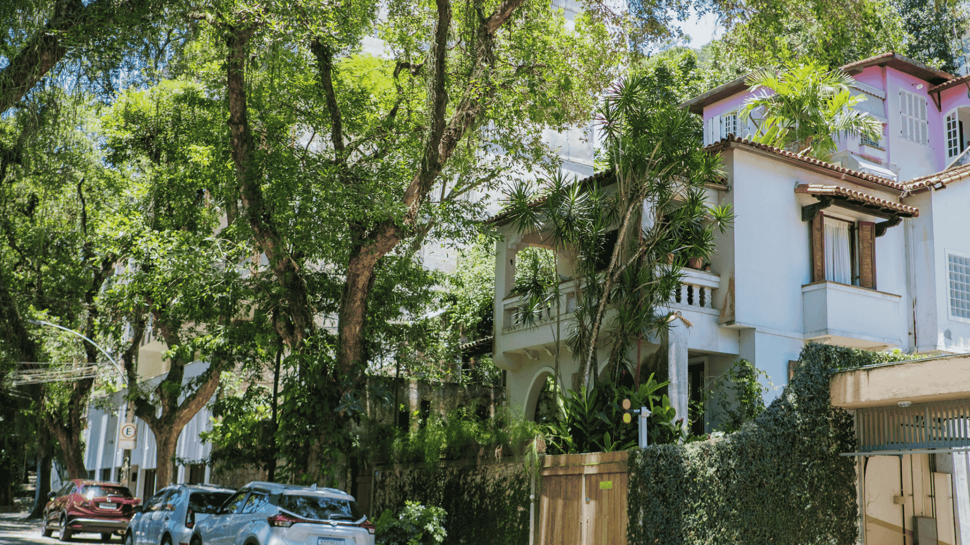 Leafy residential street near luxury homes in Gavea, Rio de Janeiro