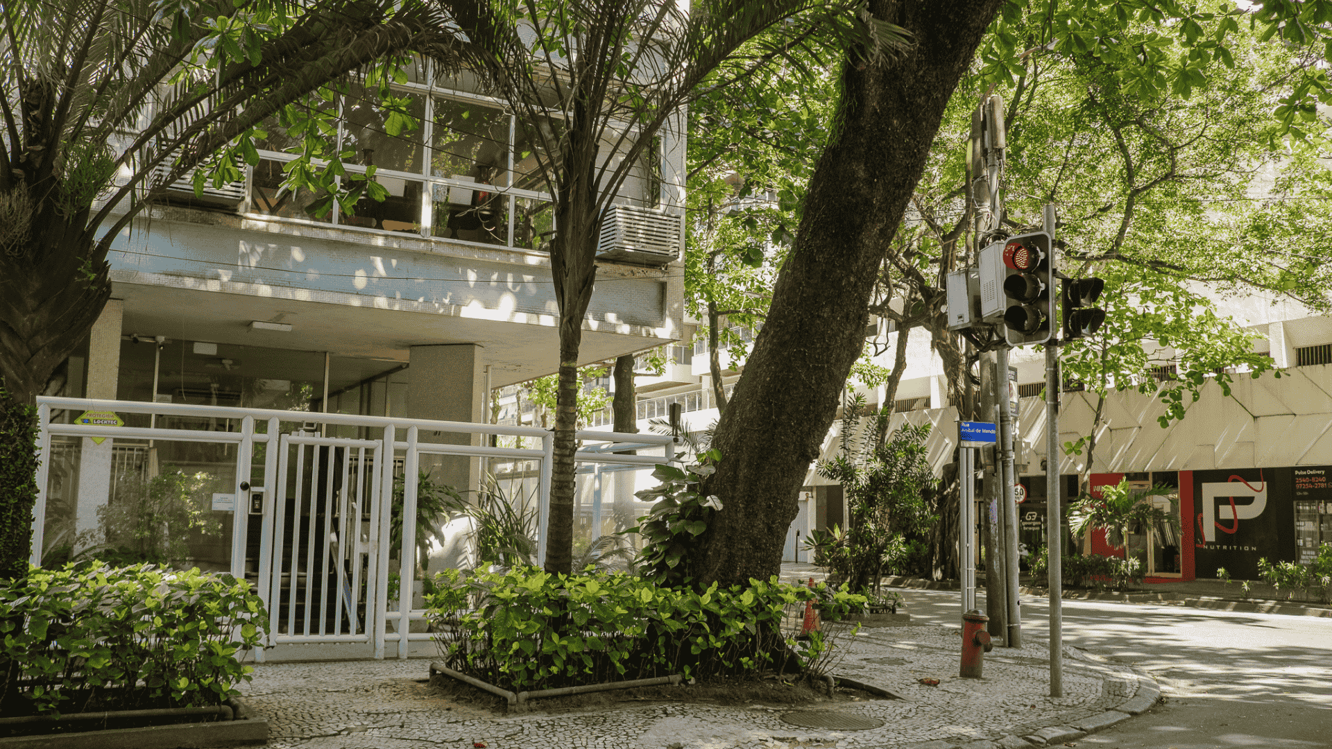 Upscale residential street scene in Ipanema