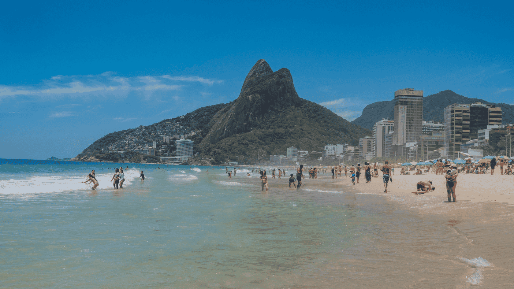 Sunny beach scene showing Leblon’s coastal charm in Leblon, Rio de Janeiro