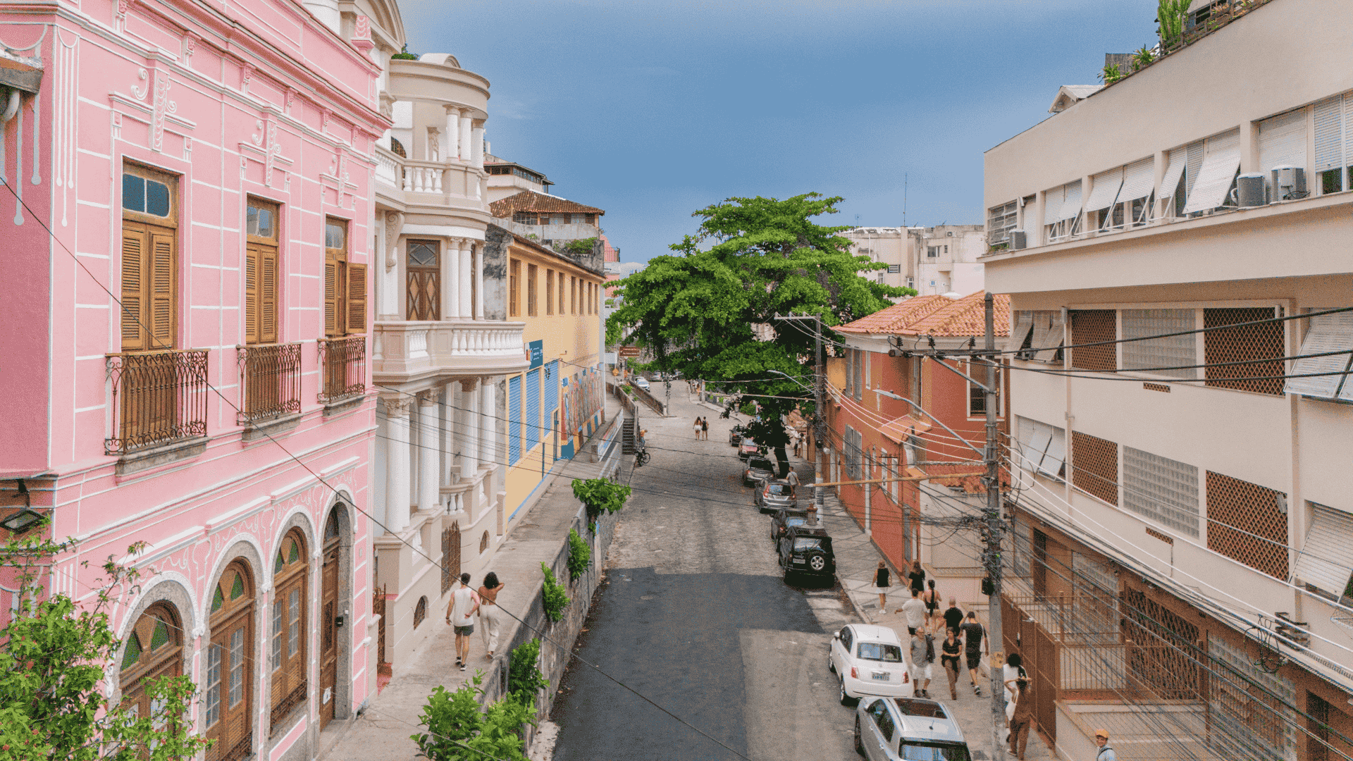 Colorful houses at Santa Teresa, in Rio de Janeiro